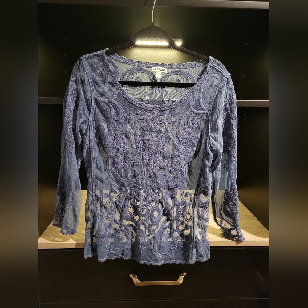 Womens small blue sheer shirt